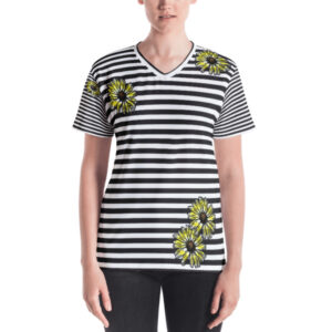Idle Daisy with Linda Stripes V-Neck Tee