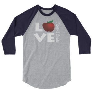 Second Grade Teacher Love with Apple 3/4 sleeve raglan shirt
