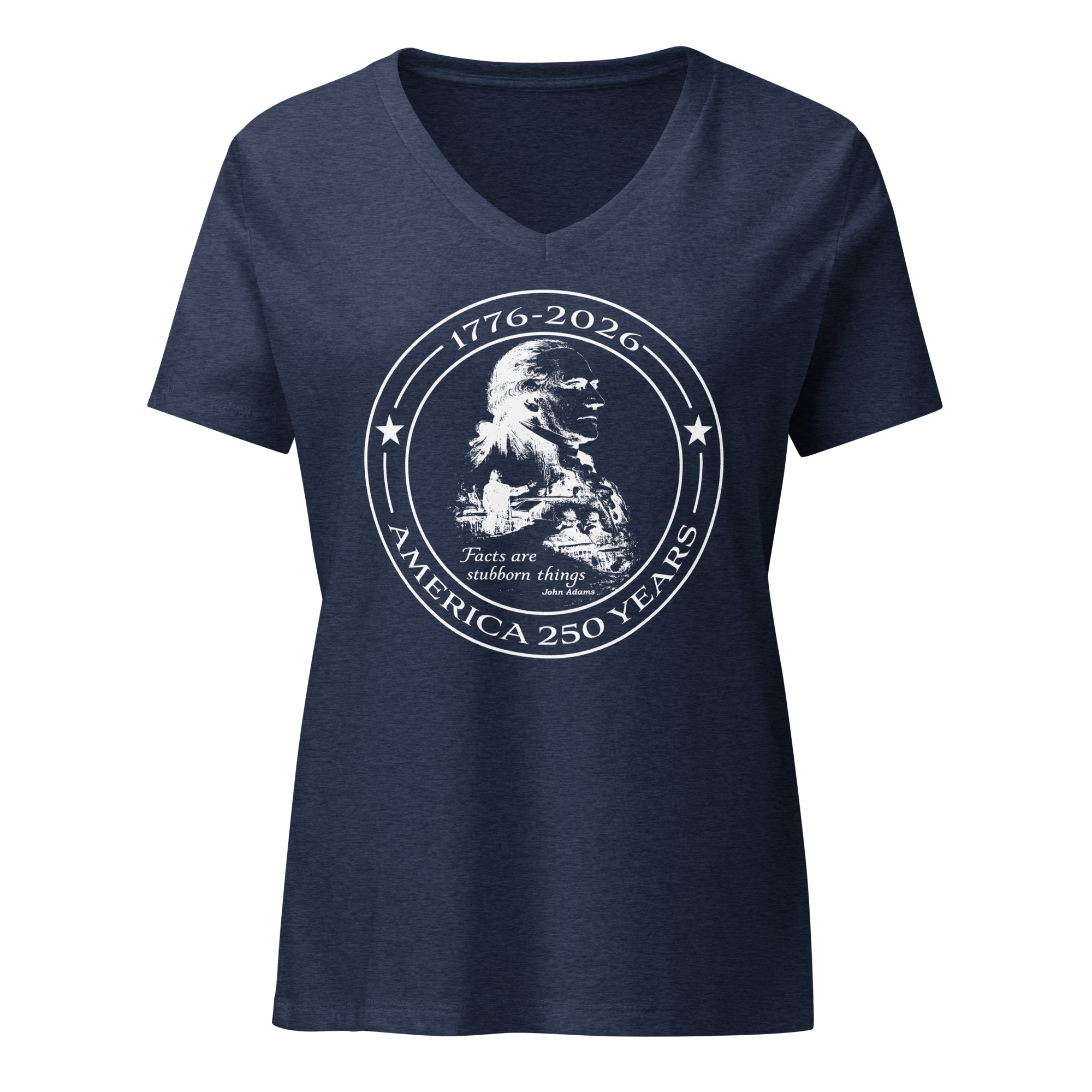 John Adams America 250 Women's Patriotic V-Neck T-Shirt