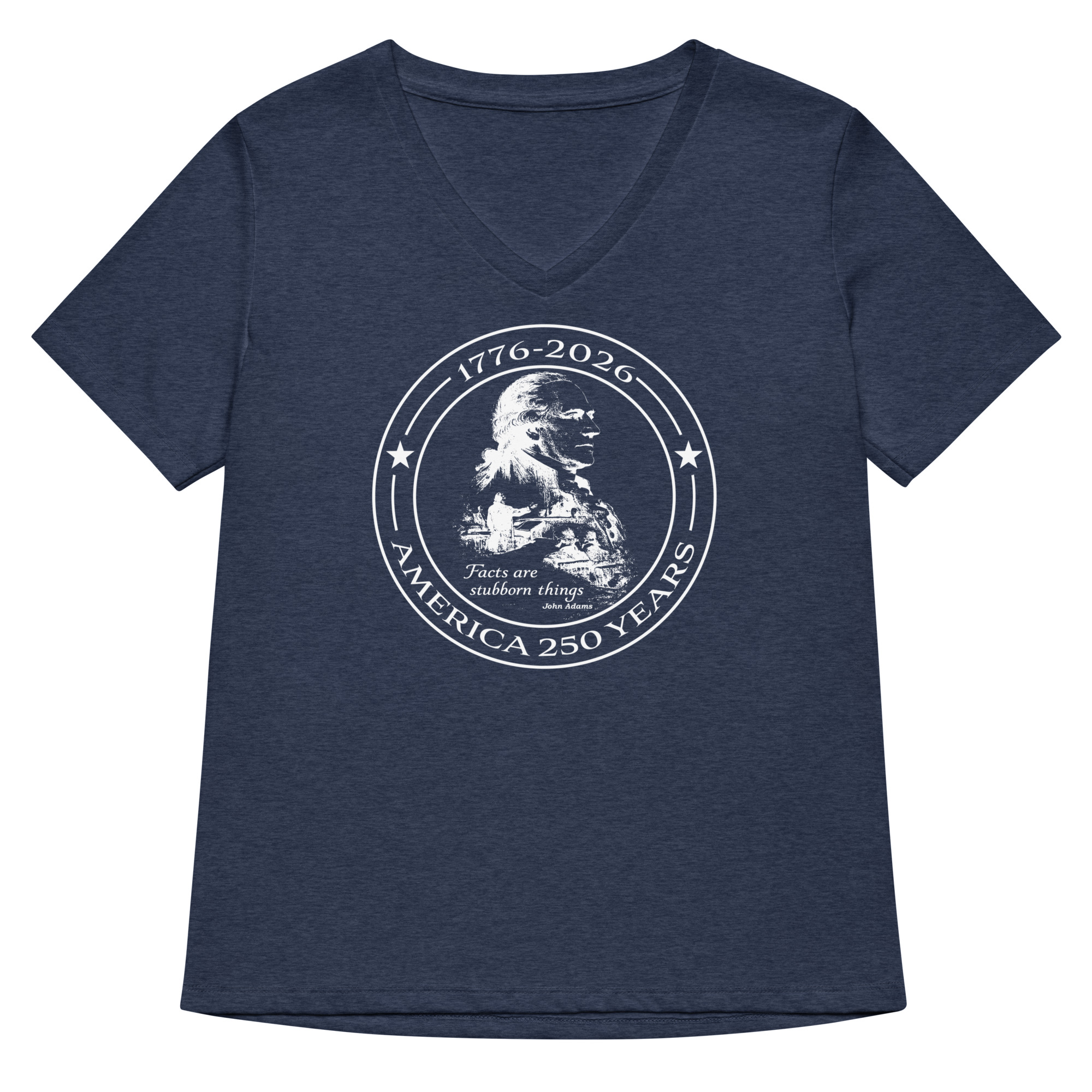 John Adams America 250 Women's Patriotic V-Neck T-Shirt - Image 5